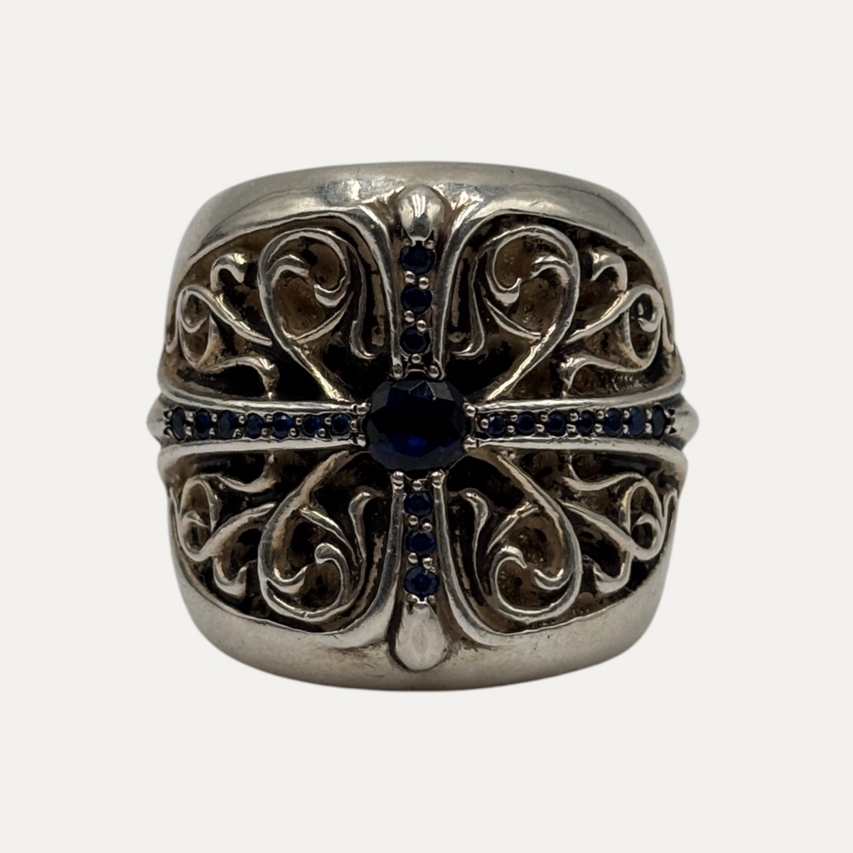 Chrome Hearts Oval Cross Sapphire Ring