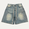 Vale Denim Shorts Side Crystals With Drawstring