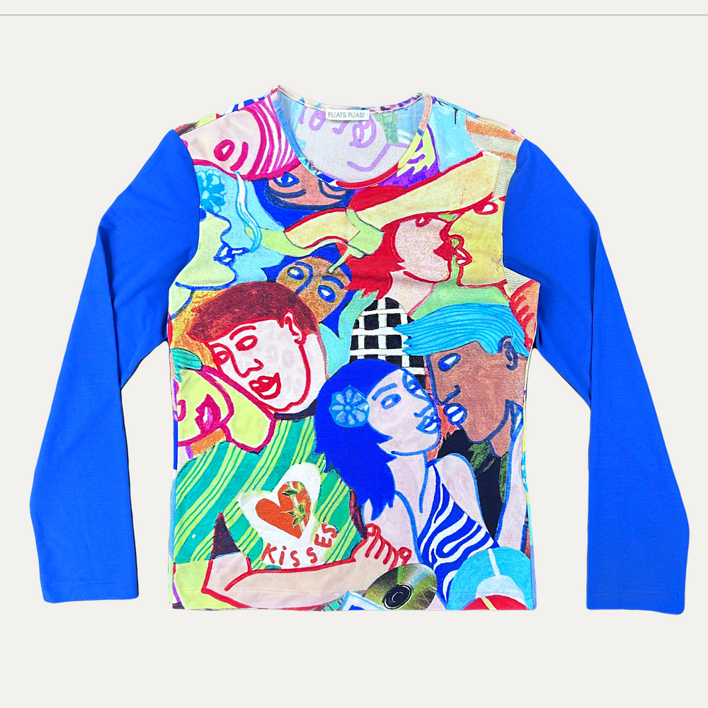Issey Miyake Pleats Please Graffiti Mesh Long-sleeve T-Shirt Issey Miyake Pleats Please Graffiti Mesh Long-sleeve T-Shirt