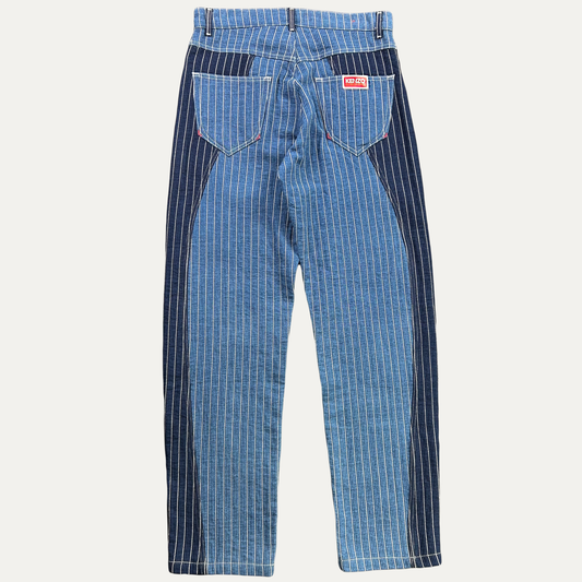 Kenzo Loose Striped Patchwork Denim Jean