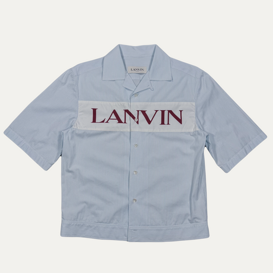 Lanvin Seersucker Logo Bowling Button-Up Shirt
