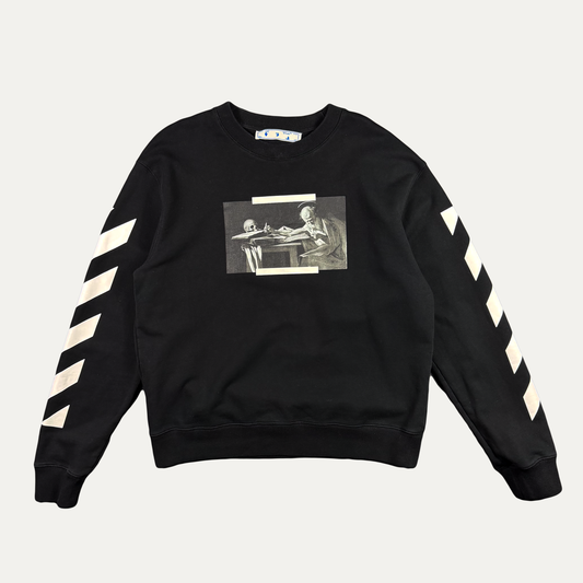 Off-White Monochrome Caravaggio Diagonal Crewneck Sweatshirt