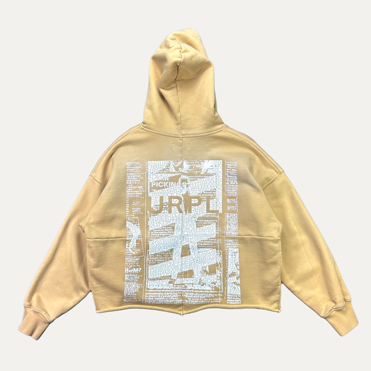 Purple Brand Newsprint Cropped Hoodie