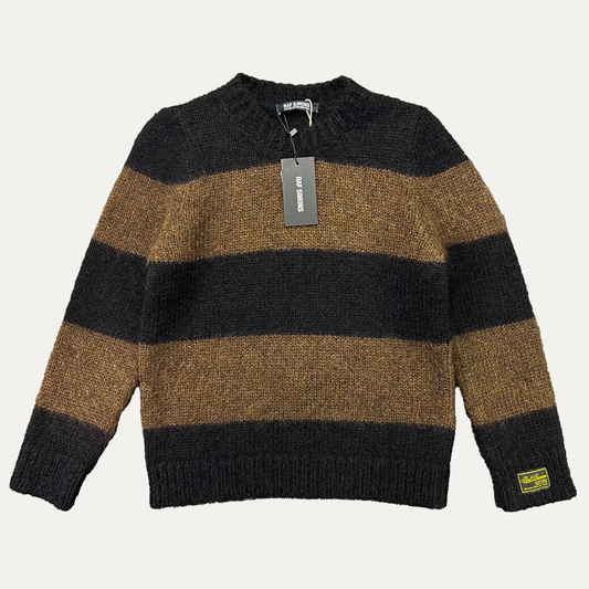 Raf Simons Striped Mohair Knit Crewneck Sweatshirt
