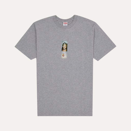 Supreme Prayer Card Box Logo Tee Heather Grey