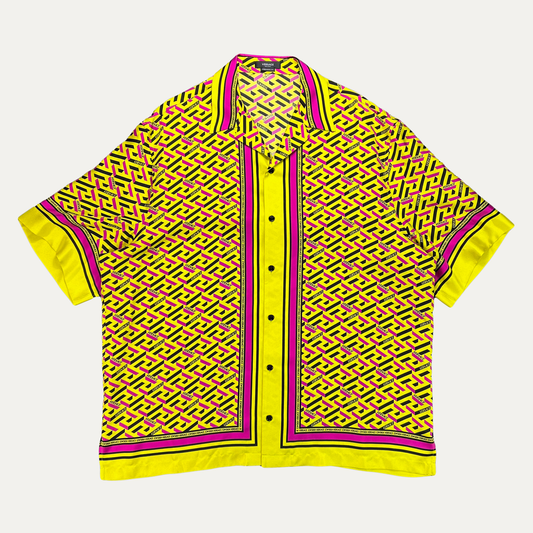 Versace La Greca Silk Button Up Shirt