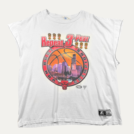 Vintage 1998 Chicago Bulls 3 Peat Cutoff T-Shirt