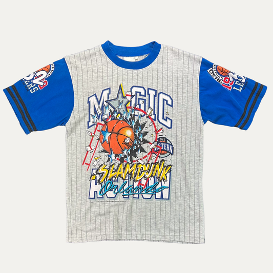 Vintage 90s Orlando Magic 2 Tone Striped Slam Dunk T-Shirt