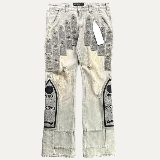 Who Decides War Patched Arch Embroidered Denim Jean