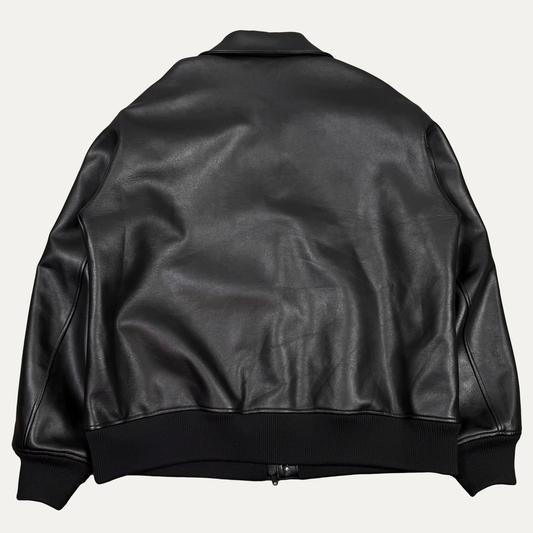 Y-3 Collared Faux Leather Bomber Jacket