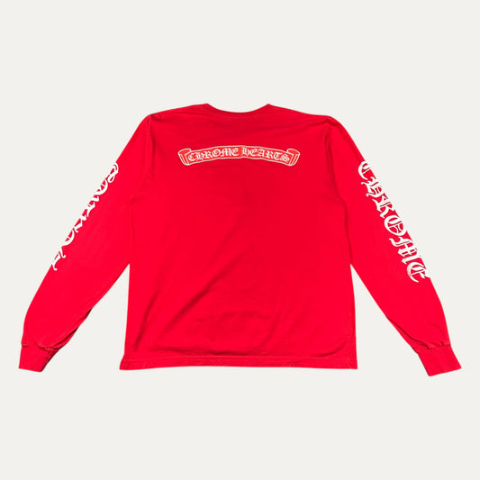 Chrome Hearts Red Horseshoe Logo Long Sleeve