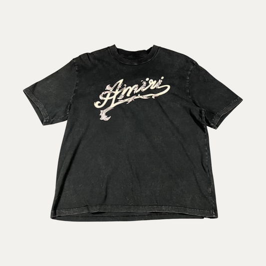 Amiri Tan On Black Spellout T-Shirt