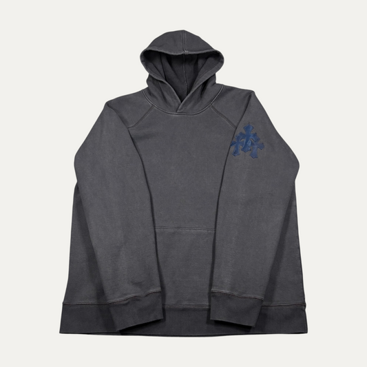 Chome Hearts Hoodie Carcoal Blue Triple Cross Patch