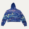 Vale Hoodie Zip-Up AOP Font Sketch Graphics Yellow/Pink Studs Washed Blue