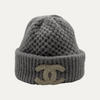 Chanel Grey Cashmere Double C Beanie